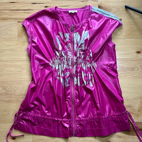Tulipica Pink Silver Short Sleeve Pockets Windbreaker | Size XXL - Picture 1 of 8